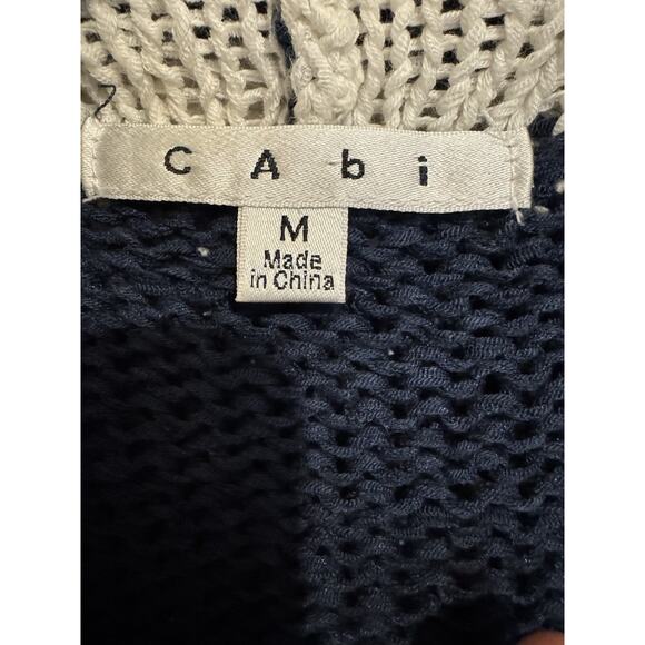 CAbi #679 Womens Nautical Stripe Skipper Sweater Vest Wrap Blue White Knit Sz M - Picture 3 of 9